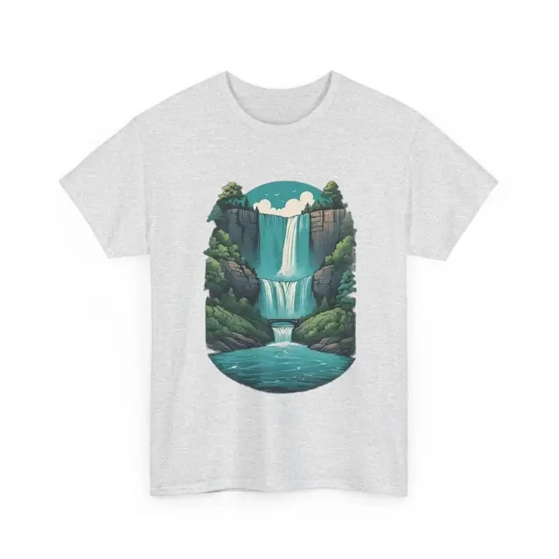 Waterfall Nature Art Graphic T-Shirt - Unisex Casual Tee, Outdoor Adventure