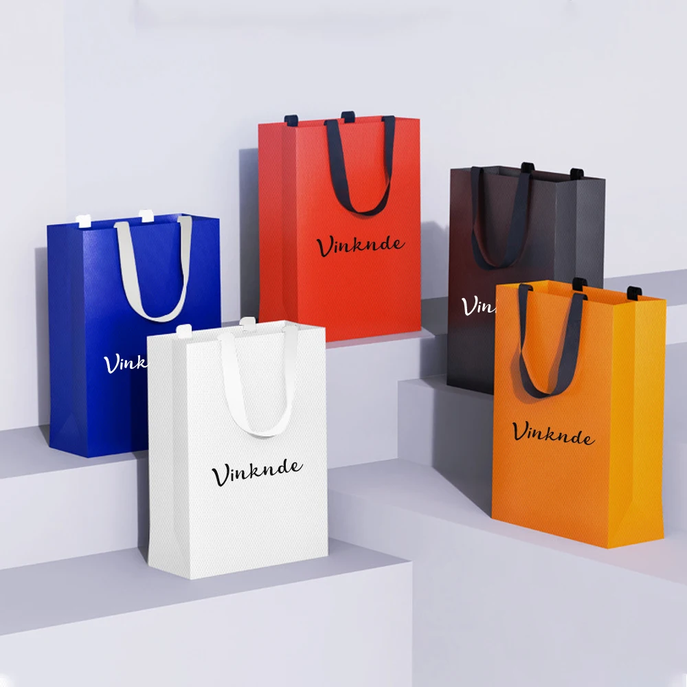 Custom Logo Boutique Paper Bags Shopping Bag with Handle Clothes Shoe Merchandise Boutique Retail Pouch Party Wedding Gift Sack