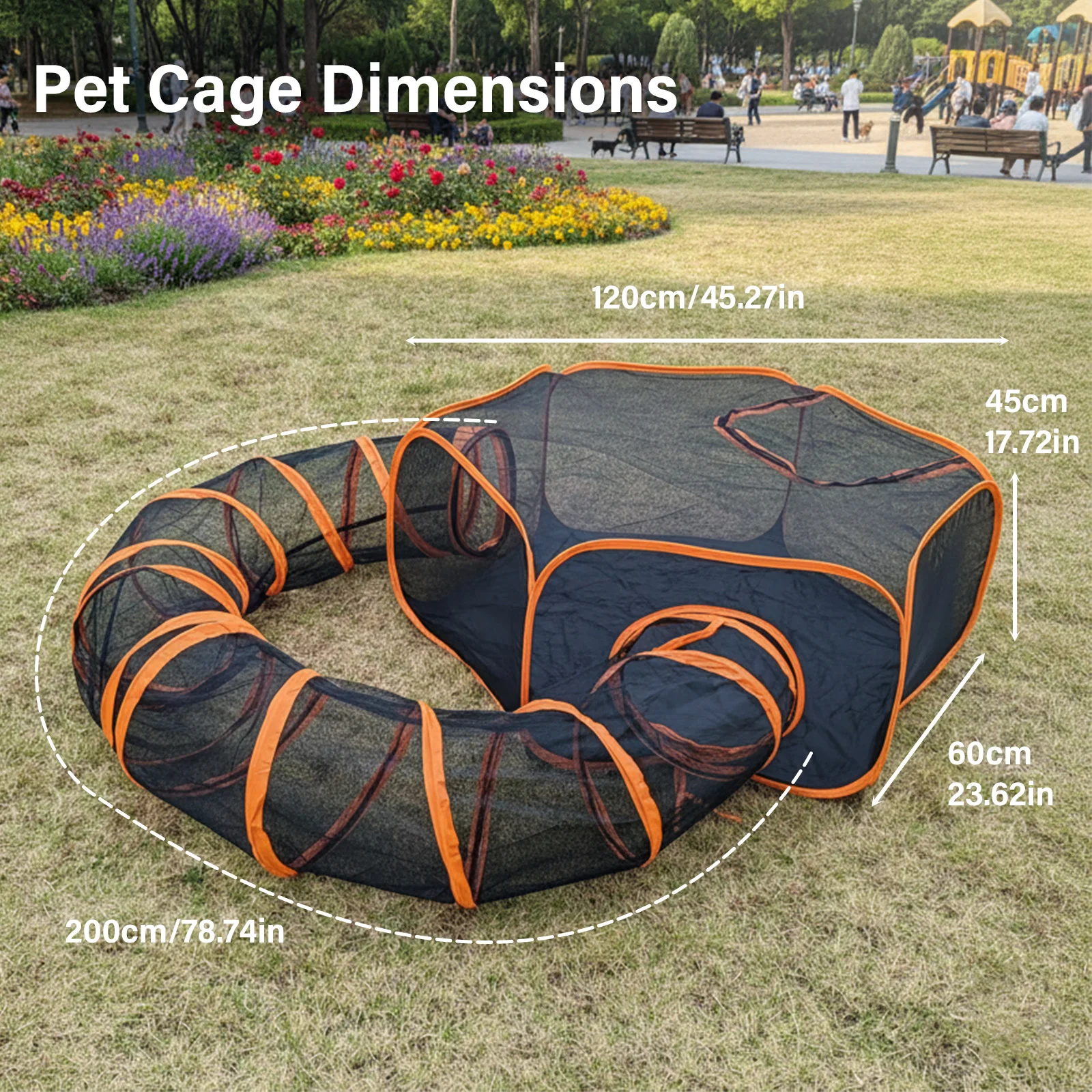 

Portable Cat Tunnel-Style Mesh Playhouse Durable for Outdoor & Indoor Balcony Use with Carry Bag Interactive Playtime for Cats