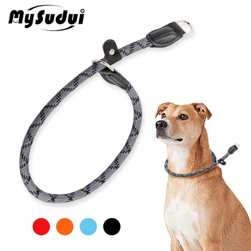 No Pull Dog Collar Adjustable Soft Nylon Pet Collar P-Shaped Reflective Durable Heavy Duty Sturdy For Dogs Walking Accessories