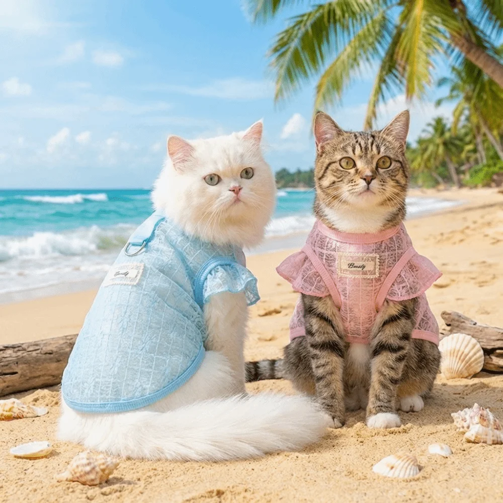

Thin Mesh Dog Cooling Vest Flying Sleeves Breathable Cat Sunscreen Vest D-Ring Design Sun Protection Dog Summer Clothes