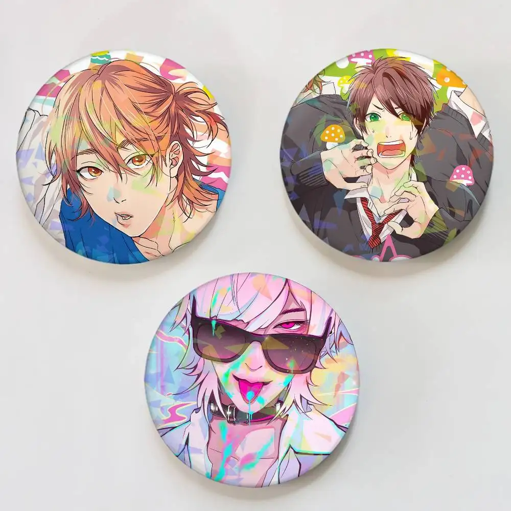 Anime y-yarichins B-bitch Clubs insignia fragmentación láser figura de juego alfileres de botón suave hecho a mano broche redondo de dibujos animados bolsa