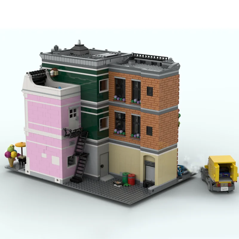 Moc Bouwstenen Hoofdstraat Model Technologie Bakstenen Stad Street View Model DIY Montage Speelgoed Bouw Vakantiegeschenken