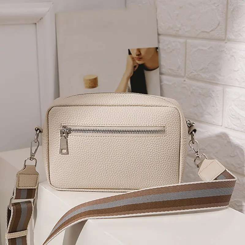 PU Leather Simple Small Shoulder Crossbody Bag Wide Strap Crossbody Bag Purse and Handbags for Women Phone Purse Messenger Bag