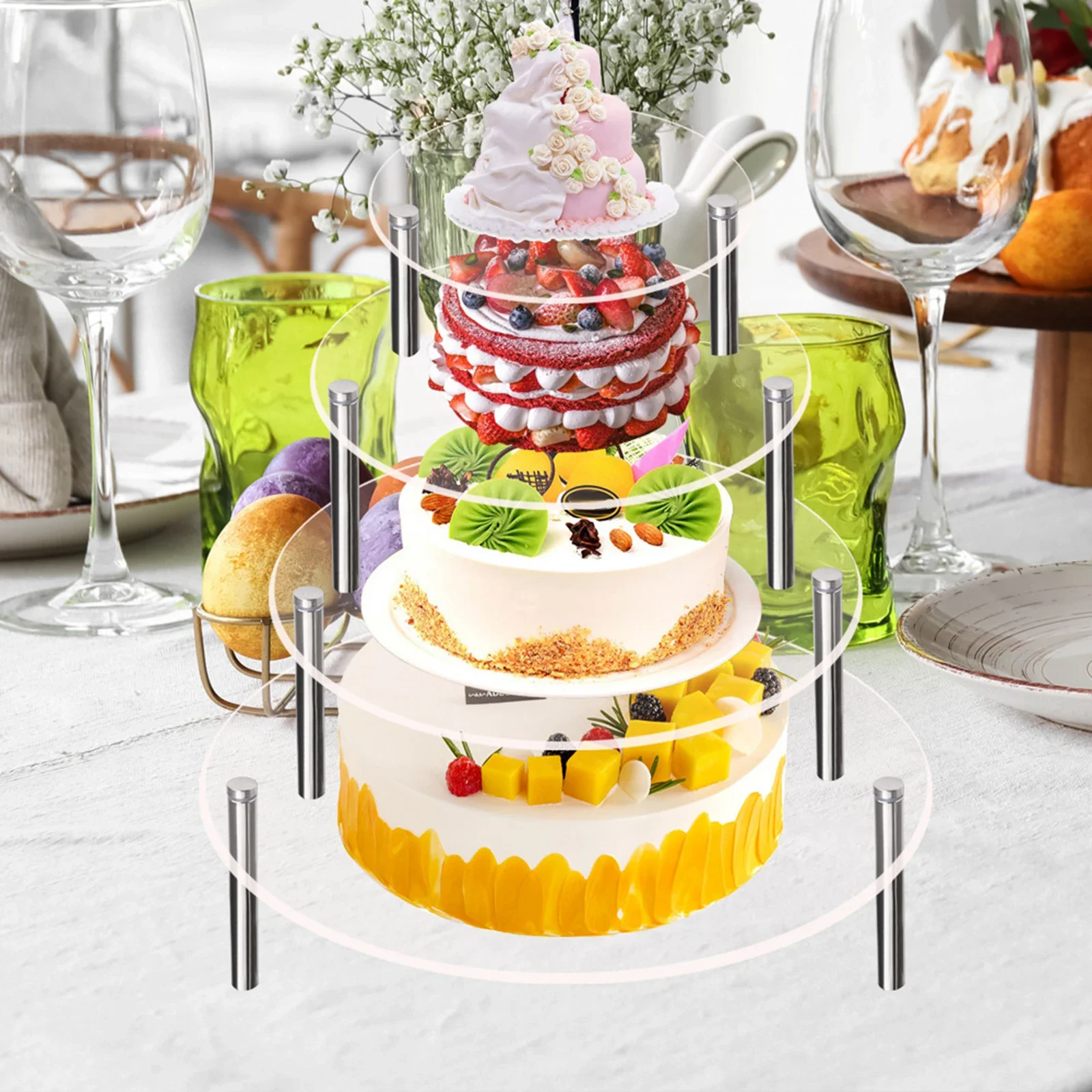 3 Legs Acrylic Display Stand Assembled Jewelry Display Riser Cake Stand Cake Display Holder
