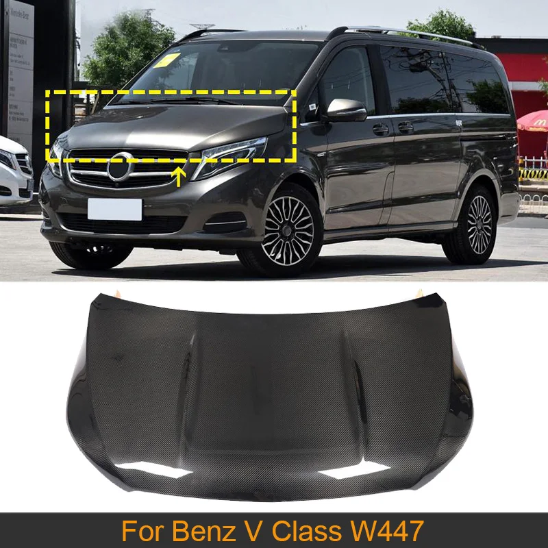 

Передний капот двигателя из сухого углеродного волокна для Mercedes-Benz V Class W447 Vito Ordinary Edition 2015-2019, крышка капота автомобиля