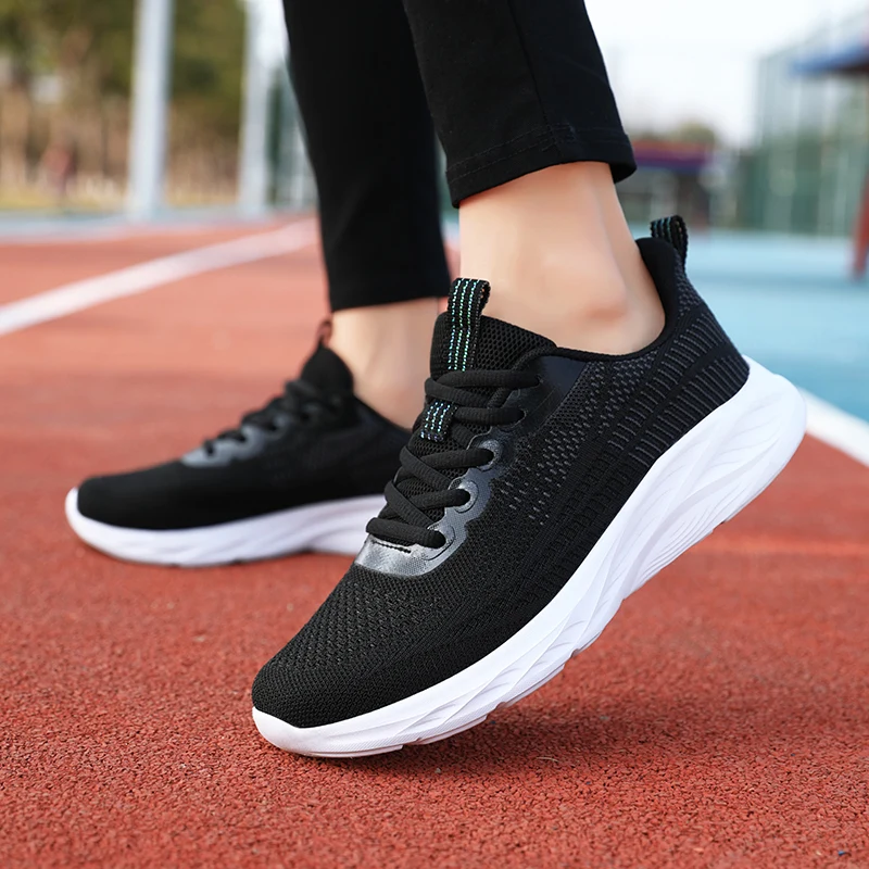 Women Lightweight All-Match Casual Sneakers Ladies Non-Slip Fitness Jogging Shoes Fashion Flying Weave Breathable Running Shoes