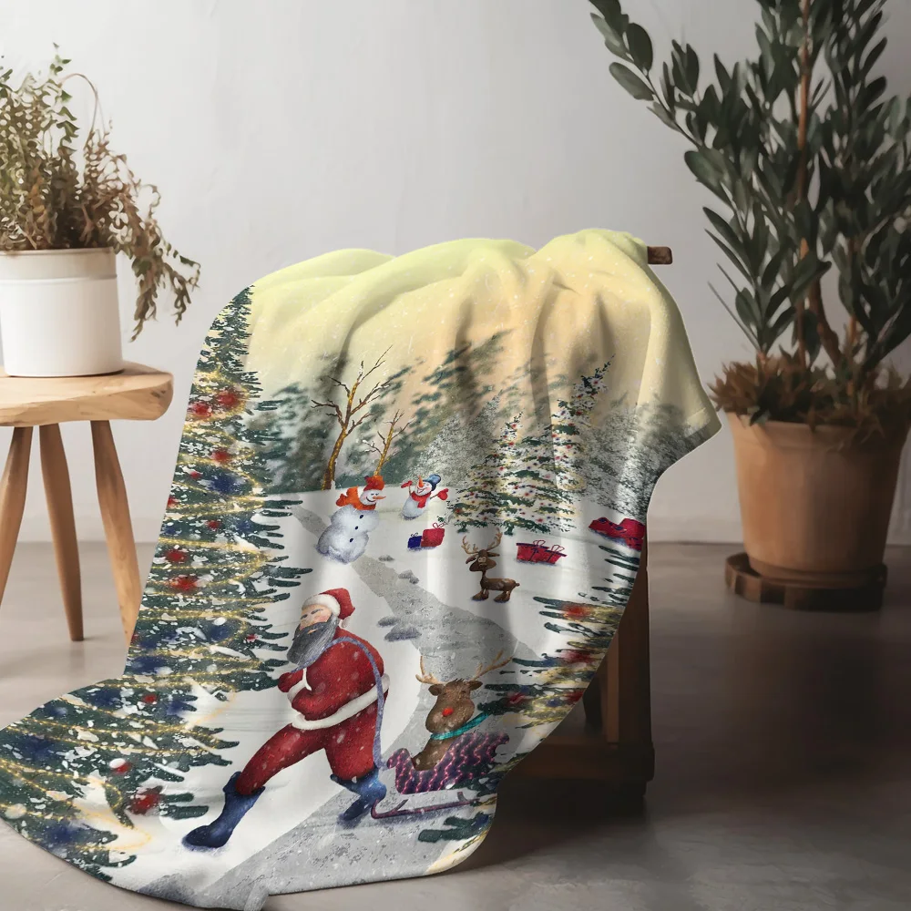 

Рождественское одеяло Tuniu с Санта-Снеговиком, диван-кровать, теплое зимнее декоративное одеяло