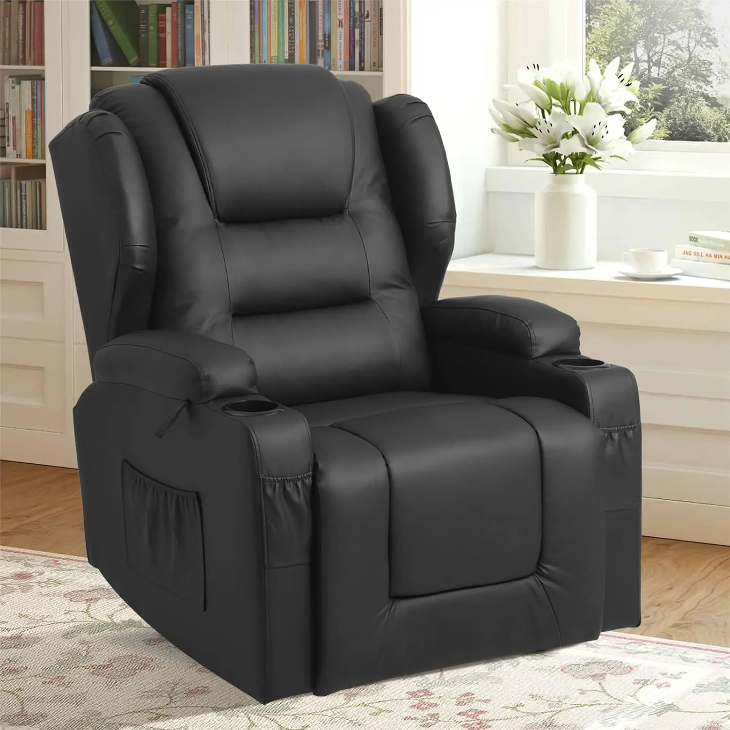 

2 PC Manual Recliner Chair Swivel Rocker Recliner Chairs Set of 2, Nursery Rocking Chair Glider, 360° Swivel Ergonomic Lounge