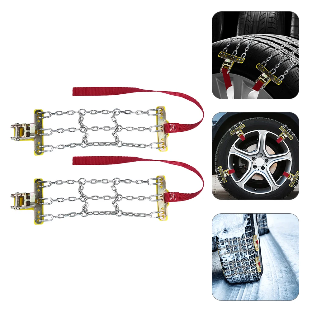 

2 Pcs Tire Chains Emergency Snow Anti-Skid Car Non-slip Vehicle Traction Anti-slip