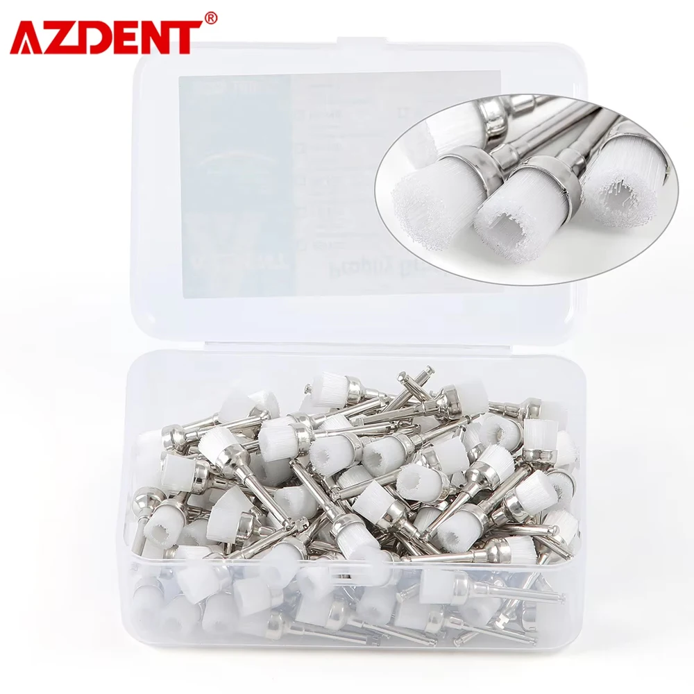 100pcs/Box AZDENT Dental Nylon Polishing Brushes Bowl / Flat Shape Latch Type (RA) Single Use