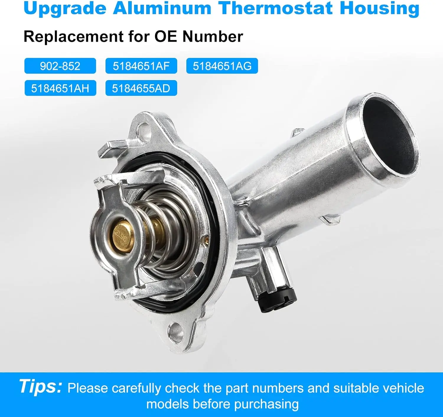 5184651AG Coolant Aluminum Thermostat Housing For Jeep Wrangler JK 2018 Grand Cherokee 2011-2020 Dodge Durango 2011-2015 Coolant