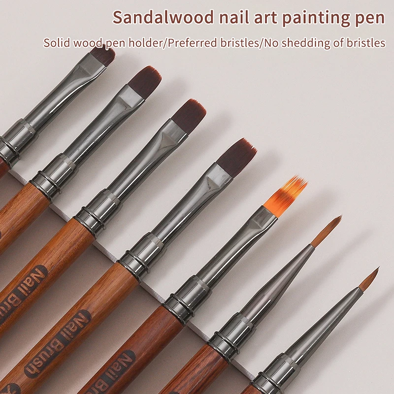 Sandalwood Handle Nail Drawing Brushes For Manicure Lines Painting Gradient UV GEL Extension Builder Drawing Pen