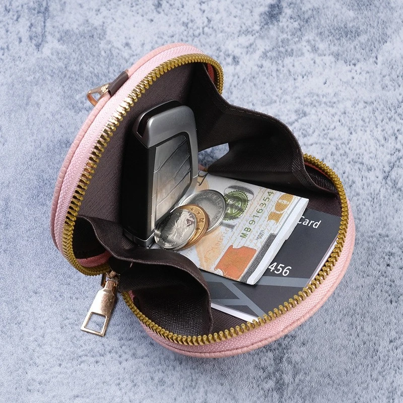 Multi-Functional Student Coin Purse Keyring Earphone Case Korean Style Round Women Mini Wallet Portable Coin Bag Cosmetic Bag