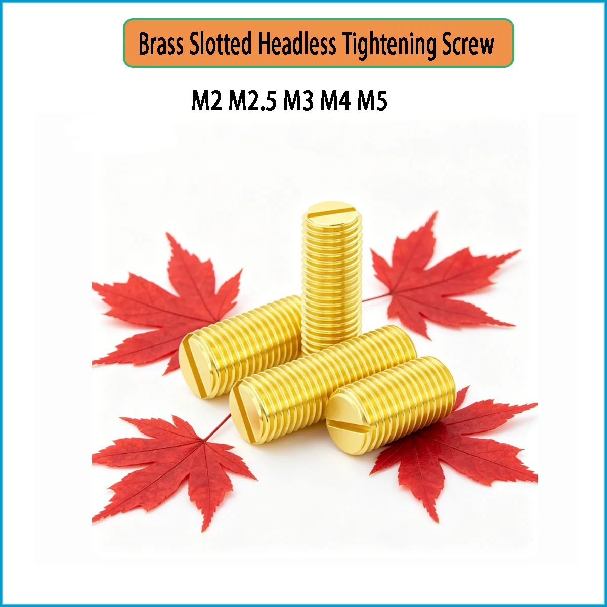 M2 M2.5 M3 M4 M5 Brass Slotted Flat Point Set Screws Headless Grub Screws Locking Fasteners