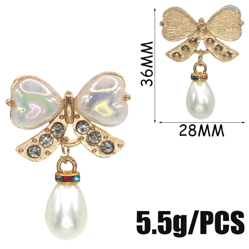 SKYE CIEL New Heart Pearl Bow Pendant AB Colors DIY Jewelry for Wedding Gift Box Bow Center Decoration Creative Embellishment