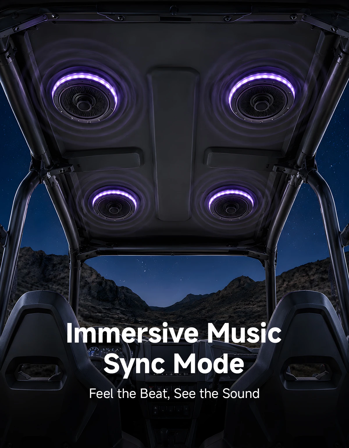 KEMIMOTO 6.5” RGB Car LED Speaker Rings APP Remote Control Compatible with UTV SUV Marine RV Speaker Ring Lights Music Sync