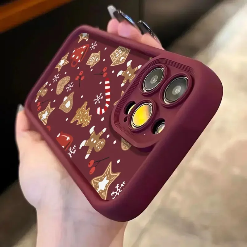 لطيف عيد الميلاد موضوع نمط قضية الهاتف آيفون 17 16 15 14 13 12 11 برو ماكس XS X 7 8 زائد SE 2022 16E غطاء التصميم الإبداعي #4