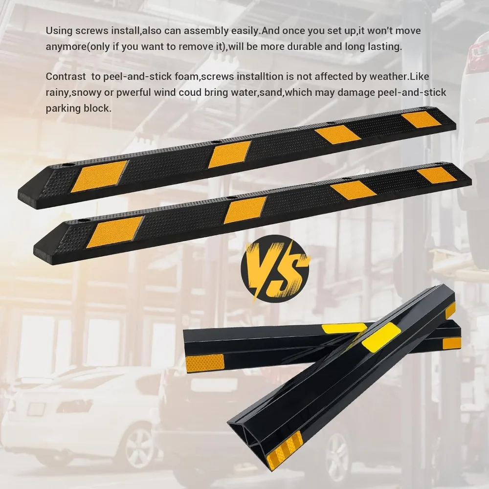 2pcs Car Wheel Ramp Speed Bumps Cable Protector with 8 Reflective Strips  PVC Parking Lots Driveway Traffic Rubber 55,000 lb Capacity for Driveways