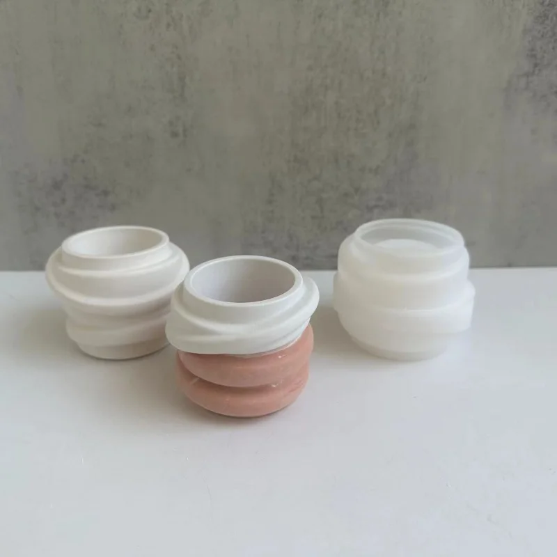 Rope round Flower Pot Silicone Mold Aromatherapy Candle Cup Gypsum Mold Resin Epoxy Mirror Mold