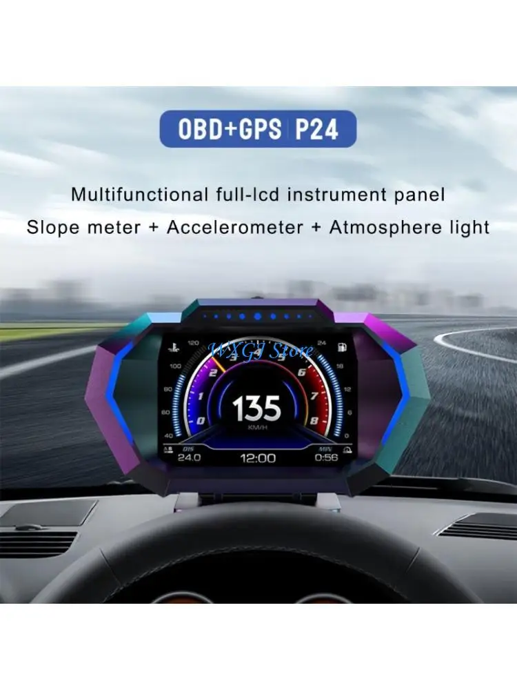 

37JE Car Diagnostic HUD Display With Speed Tracking OBD2 Scanner Lighting Engine Fault Code Reader Tilt