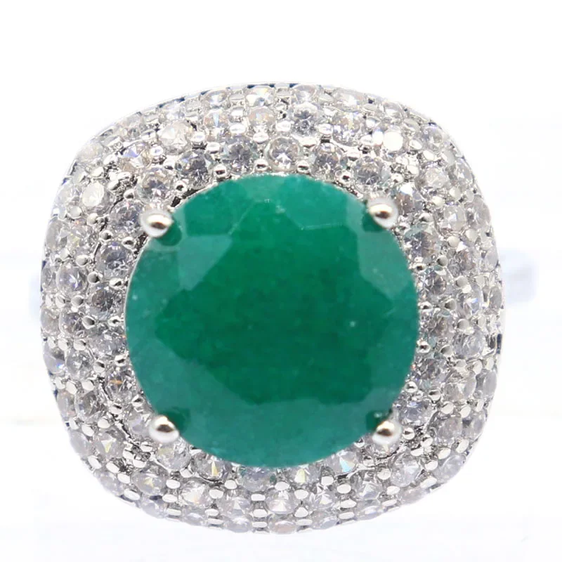 Buy 3 Get 1 Free 5.8g Customized 925 SOLID STERLING SILVER Rings Big Real Green Emerald Real Blue Sapphire Red Ruby CZ