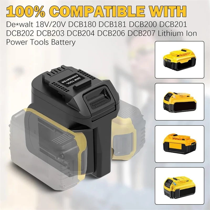 Dewalt 18V/20Vリチウムイオンバッテリー用2in1バッテリーアダプター、高出力コンバーター、Dewalt 20Vコードレス電動工具用