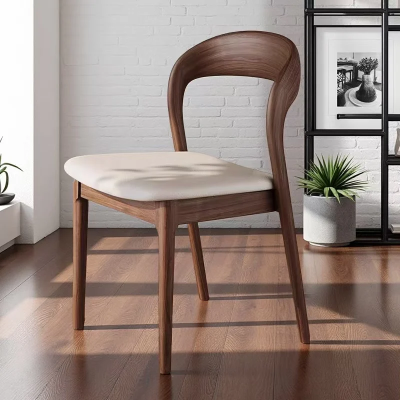 

Solid wood dining chair minimalist antique light luxury hotel restaurant cafe designer home chair walnut high sense