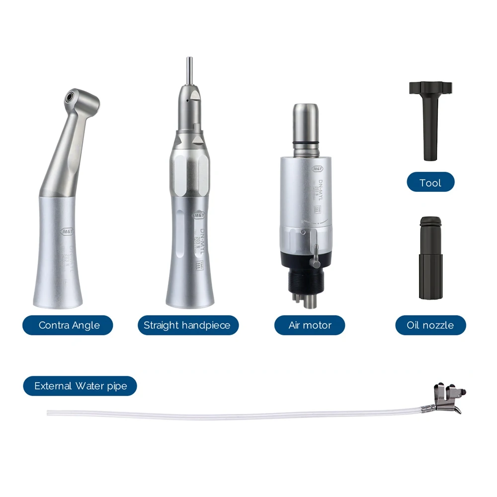 Dental Low Speed Handpiece Teeth Polishing  Tool 2/4Holes Air Motor Kits Contra Angle Straight Handpiece Dentists Equipment