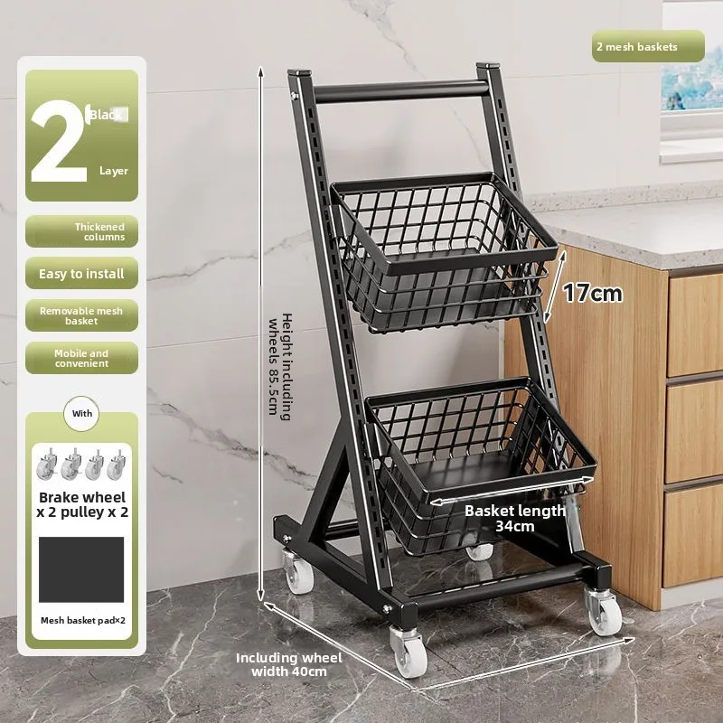 Multifunctional Adjustable Height Storage Rack with  Heavy Duty Carbon Steel Kitchen Organizer Shelf