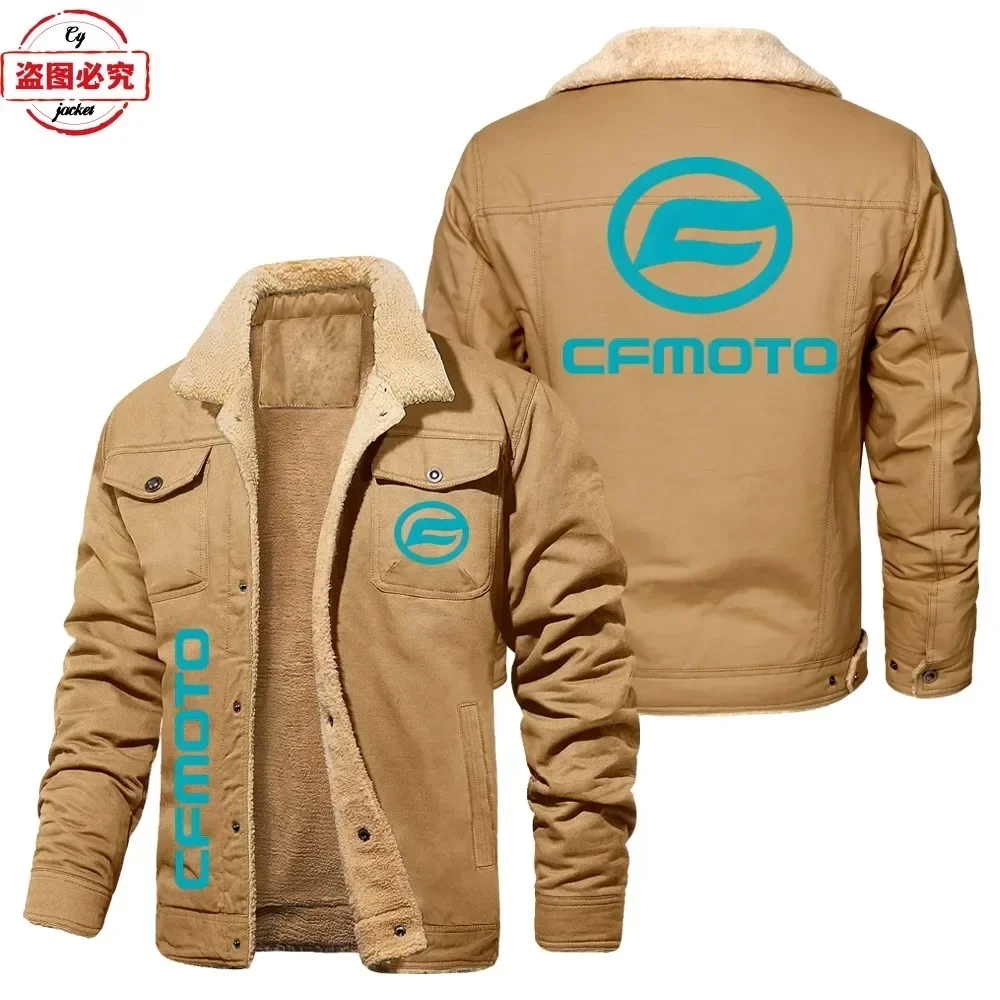 

Европейский размер CFMOTO мотоциклетный логотип с принтом флиса осень и зима теплая куртка с воротником-стойкой велосипедная одежда рабочая одежда