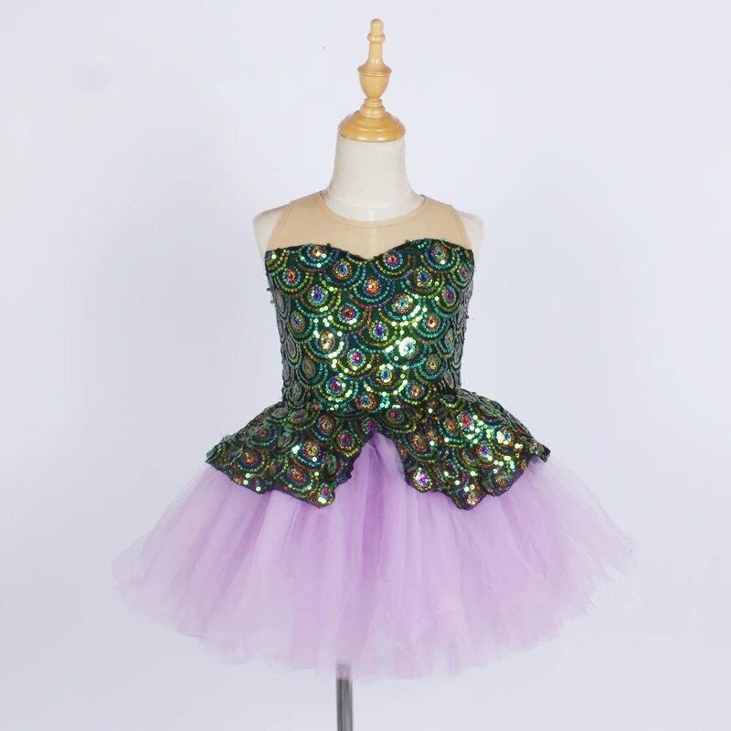 

New Children Princess Skirt Tutu Round Neck Sleeveless Mermaid Same Style Sequined Stage Wear Tutu Skirt Group Dance Skirt Girl