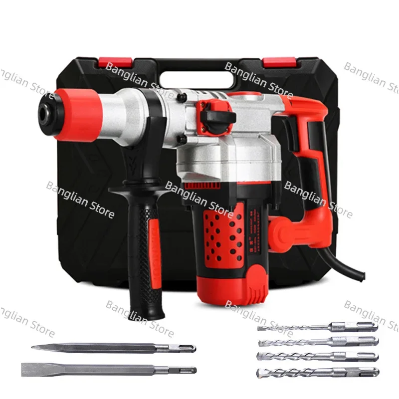 Heavy Duty Rotary Hammer Drill, Industry Multifunction Impact Drill, Electric Pick for Concrete Metal Stone, 2200W, 220V