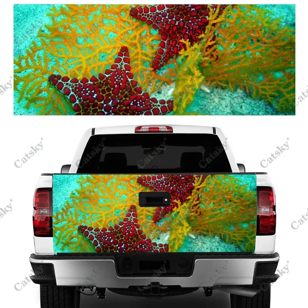 Sea Animal Starfish Car Tail Trunk Protect Vinly Wrap Sticker Decal Auto Hood Decoration Engine Cover for SUV Off-road Pickup