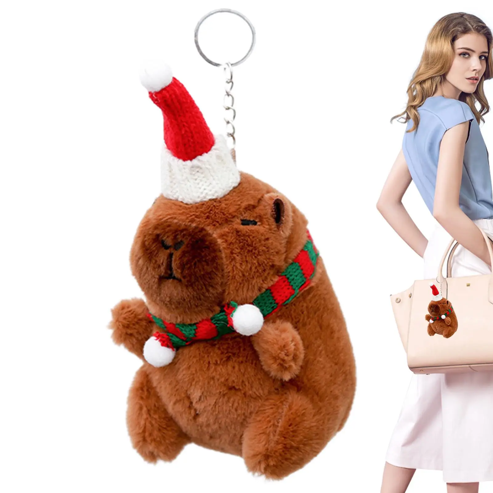 พวงกุญแจตุ๊กตาคาปิบาร่าน่ารัก การ์ตูนพวงกุญแจของเล่น ตุ๊กตาคาปิบาร่าน่ารักสำหรับคริสต์มาส ของขวัญวันเกิดสำหรับผู้ใหญ่และเด็ก รางวัลในห้องเรียน ของแจก