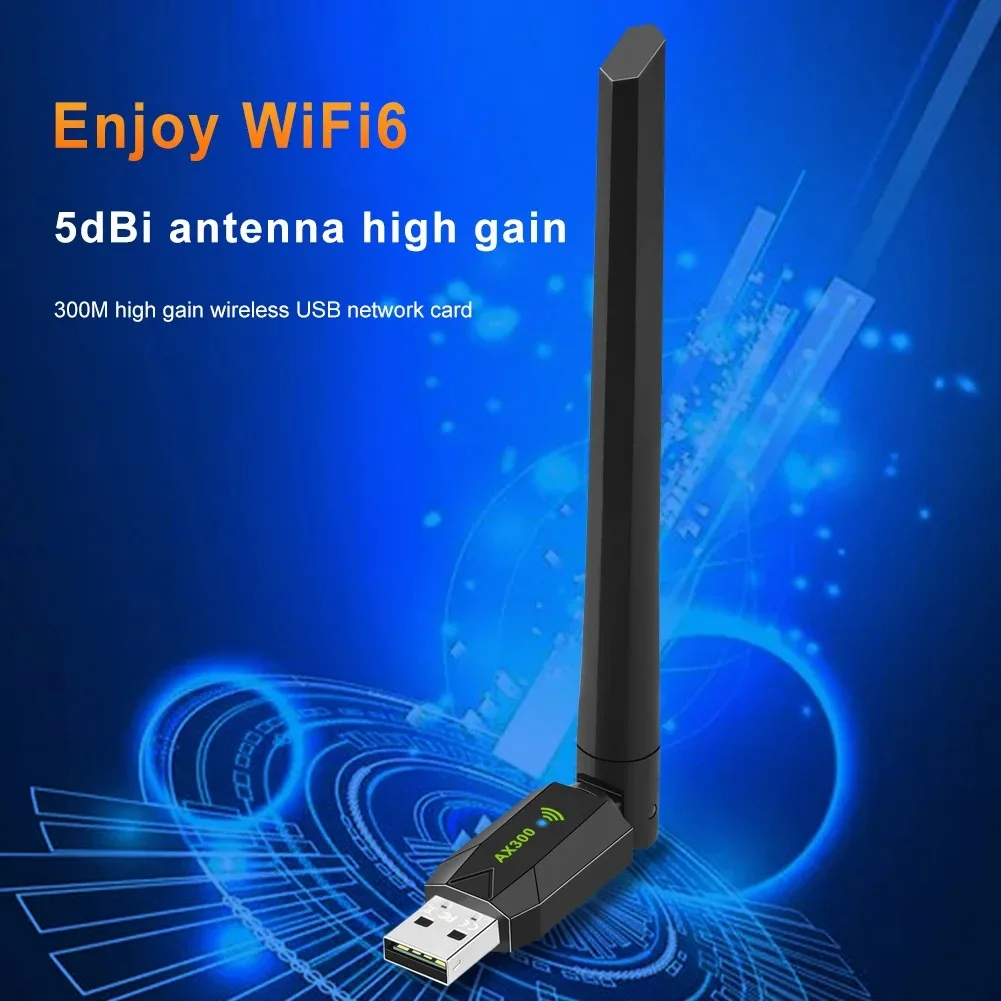 Adattatore WiFi 6 USB 286Mbps Scheda di rete WiFi wireless da 2,4 GHz Antenna 5BDI Wifi 6 Dongle USB per PC portatile Win10/11 Driver gratuito
