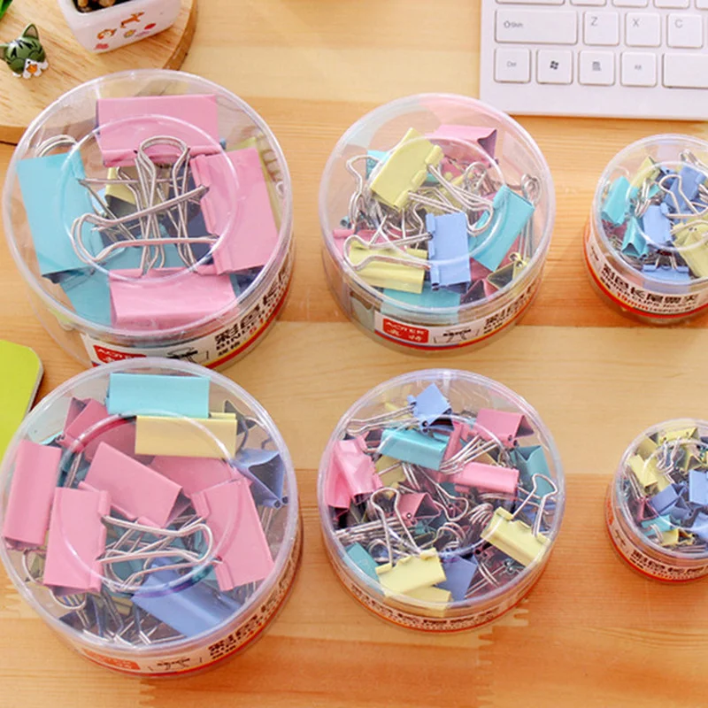 1 Box Metal Paper Clips 15mm/19mm/25mm/32mm/41mm Colorful Candy Color Clip for Book Stationery School Office Supplies