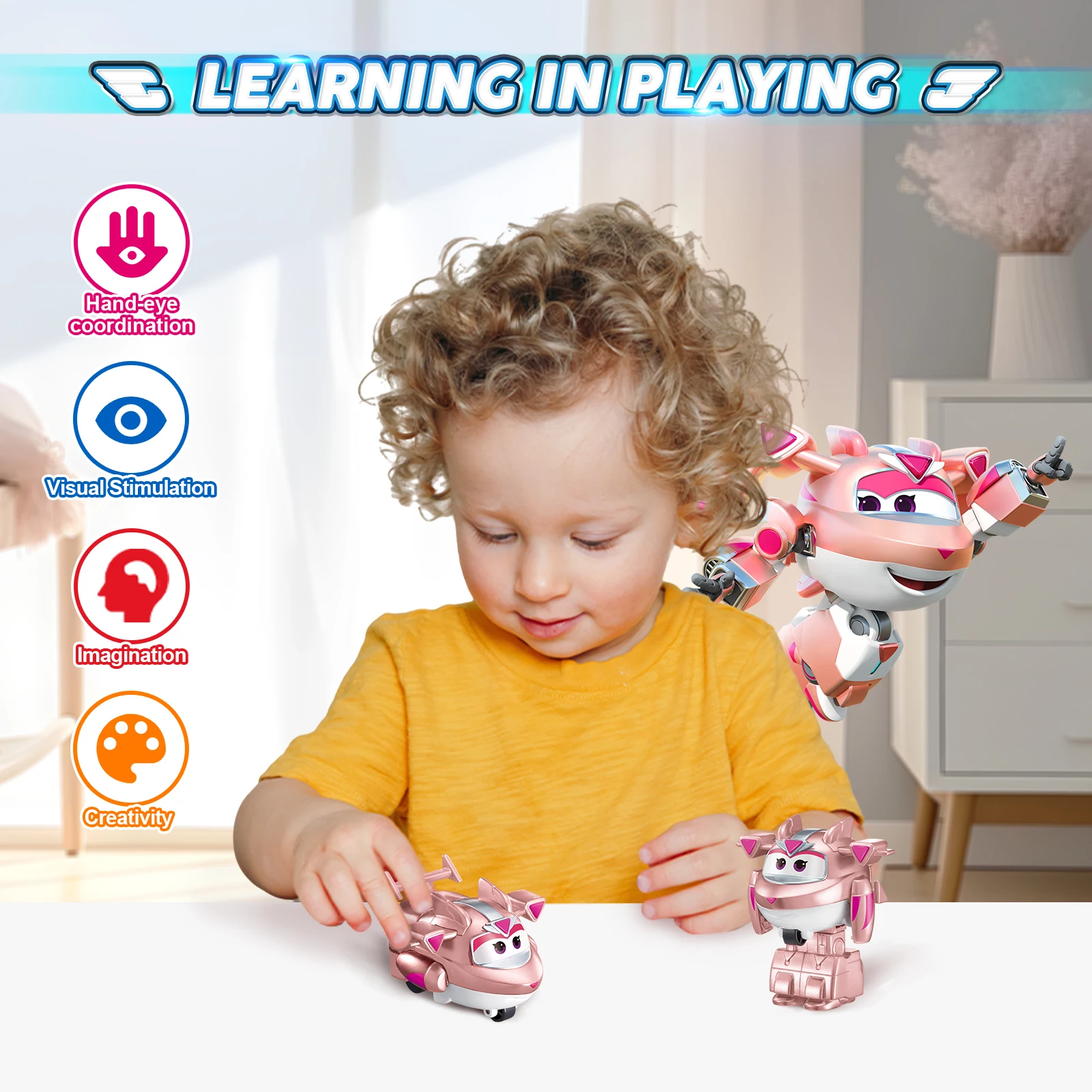 Super Wings Mini Traver 2 Inches Transform Robot to Plane in 3 Steps Action Figures Deformation Transforming  Anime Toys For Kid