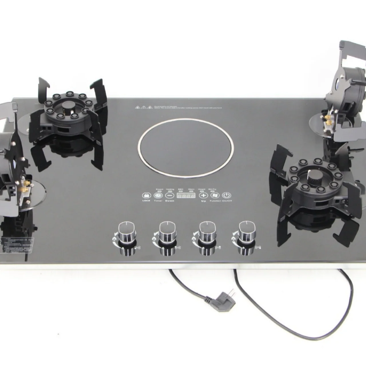 Dual Fuel Glass Cooktop - Electric & Gas Burner Stove with Tempered Glass for Home Kitchen, Energy Efficient Appliance