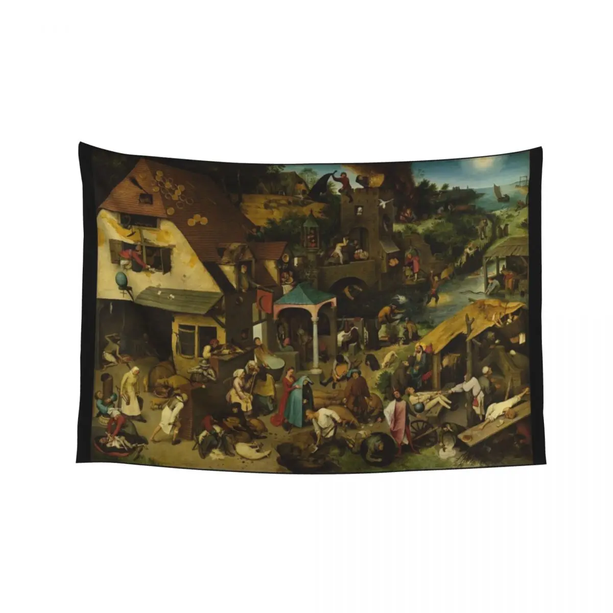 

Pieter Bruegel the Elder - The Dutch Proverbs - 1559 Tapestry Wall Decoration Items Wall Hanging Decor Tapestry