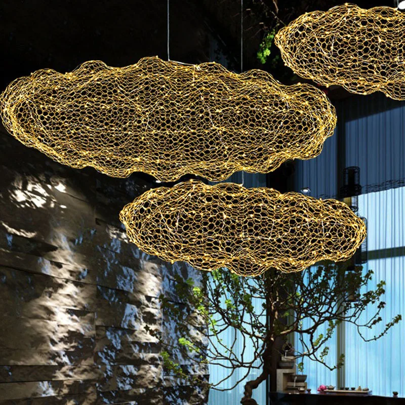 Modern cloud chandelier creative starry light design personality hotel restaurant bar indoor gold Gypsophila Chandeliers