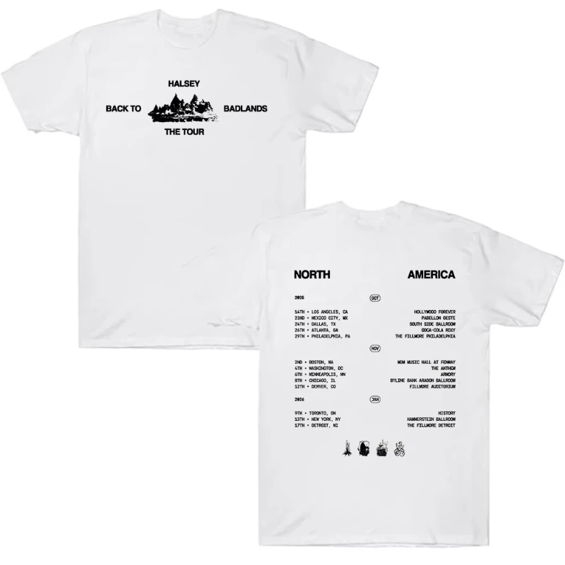 رحلة Halsey العودة إلى الأراضي القاحلة الرجالية الصيفية Harajuku القطن س الرقبة قصيرة الأكمام تي شيرت مشجعي موسيقى البوب هدية معطف فوقي #4