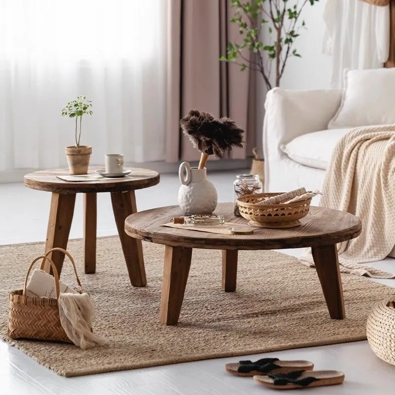 Solid Wood Round Low Coffee Table - Internet Famous Nordic Modern Simple Living Room Set