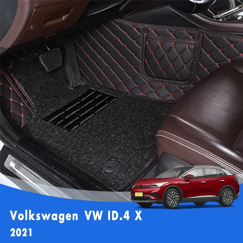 LHD Car Floor Mats For Volkswagen VW ID.4 X 2021 Auto Accessories Carpets Parts Interior Pedals Foot Pads Rugs Custom Covers