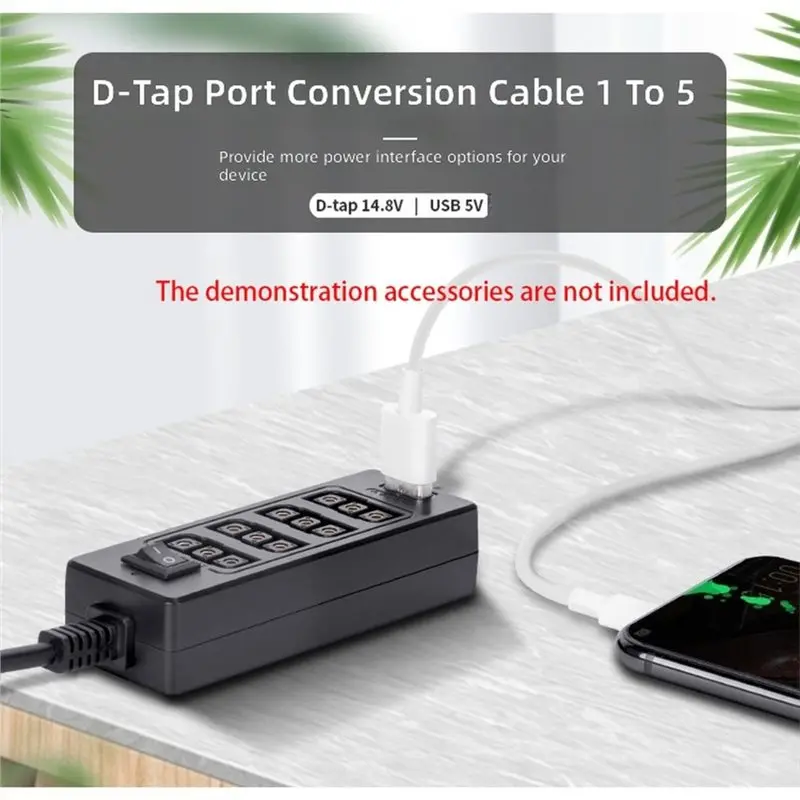 Voltvibe-Dtap Splitter Cable With Power Switch D-Tap For V-Mount V Lock, Gold Mount Battery To 3P X 4 Female Port & USB Port