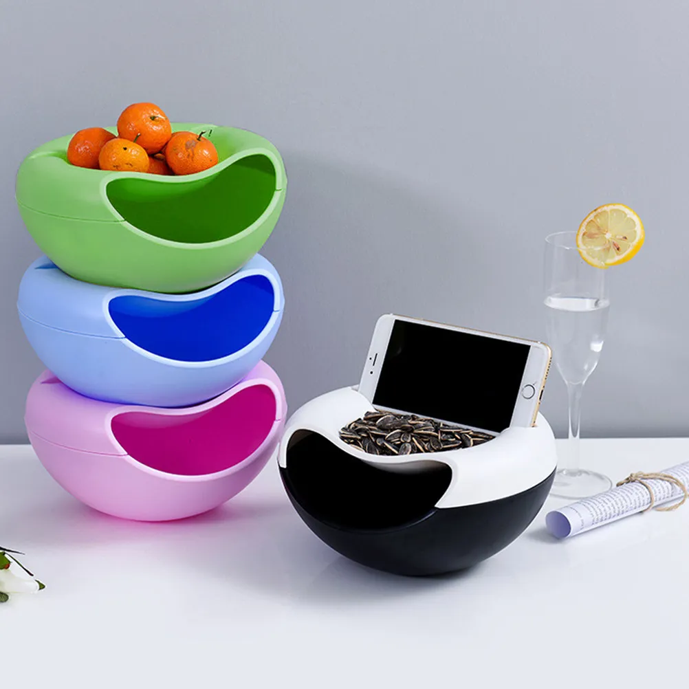 Caja de Almacenamiento de Aperitivos de Doble Capa, Plato Verde para Servir y Guardar Frutos Secos, Frutas, Dulces, Chocolates, Aceitunas, Uvas, Cerezas, Edamame