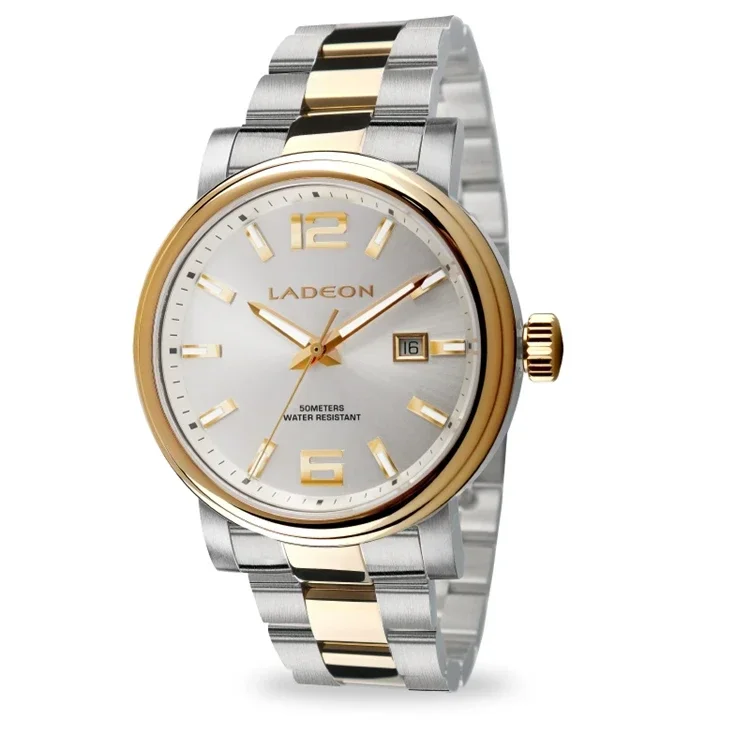 LADEON Date Display stainless steel watch for man Luminous Automatic Movement gent watch Sapphire Crystal business watch