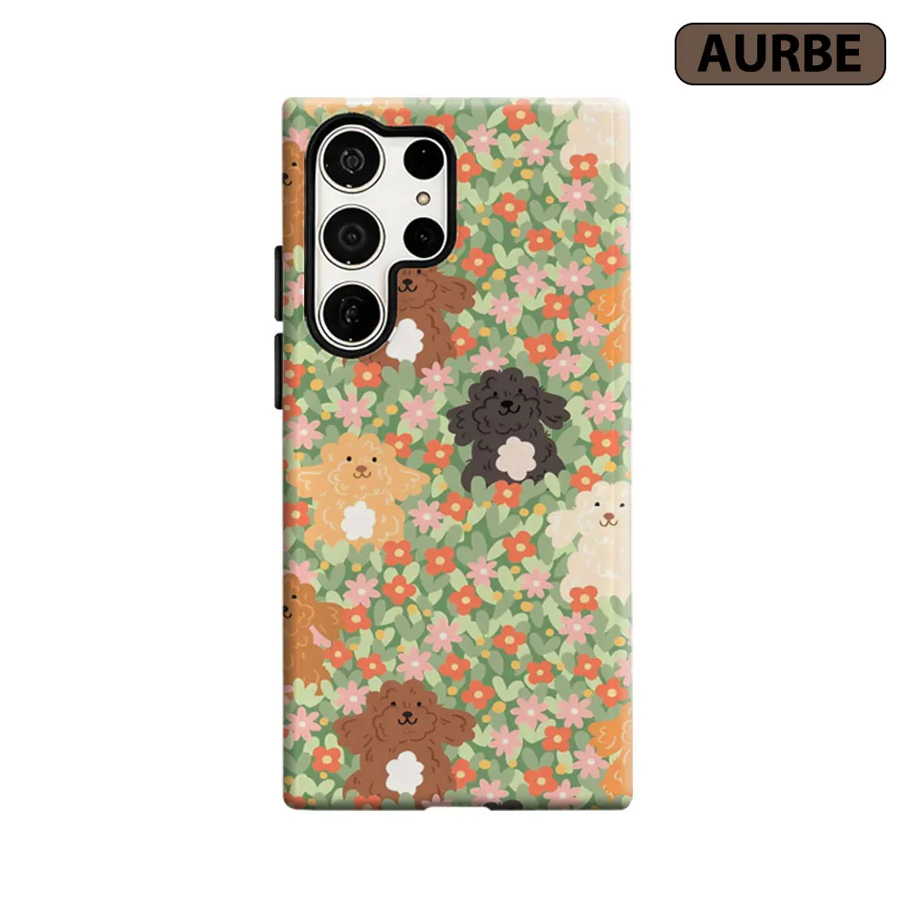 Aurbe Phone Case For Samsung Galaxy S26 S25 S24 S23 Ultra Plus HD Hard Puppy Garden Double Layer Film Cover