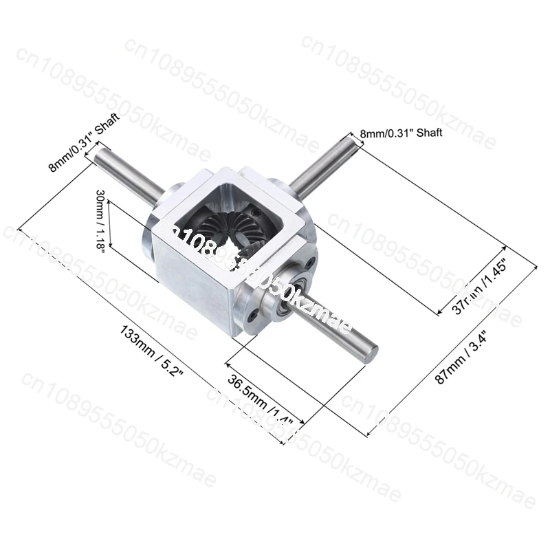 90 Degree Right Angle Bevel Gearbox - 1:1 Ratio Double Output Shaft 1 Module 20 Teeth Reversing Gear-Box view 4