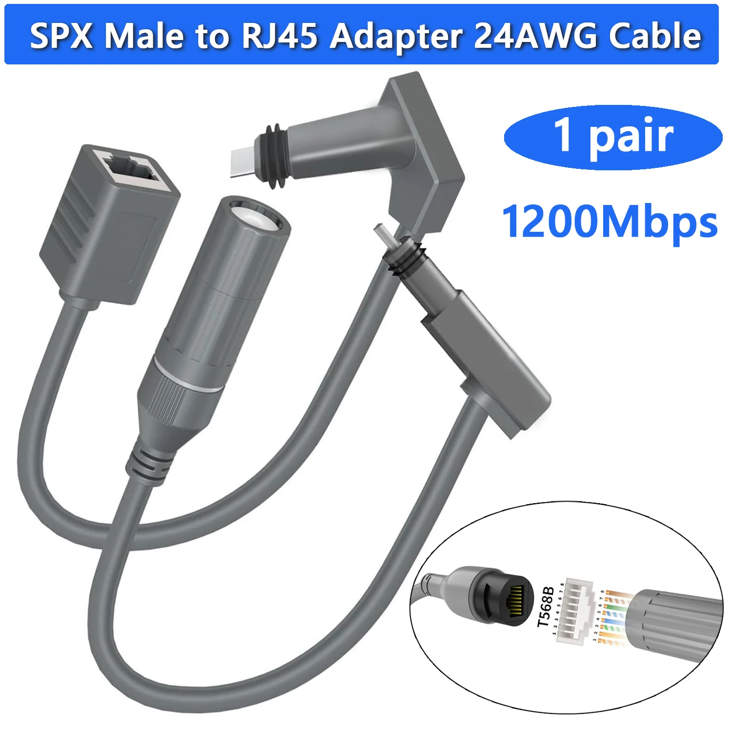 

Кабель RJ45-1 RJ-2, гнездовой, 24AWG, 1200 Мбит/с, адаптер RJ45, удлинительный соединительный кабель для Starlink Gen 2 V2 SPX Dish Router